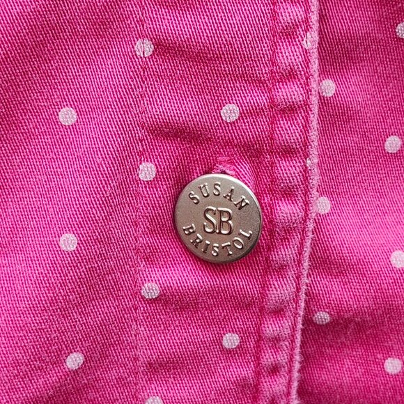 PRETTY SUSAN BRISTOL Button Down Shirt Women's Large POLKA DOT Pink - Picture 3 of 6